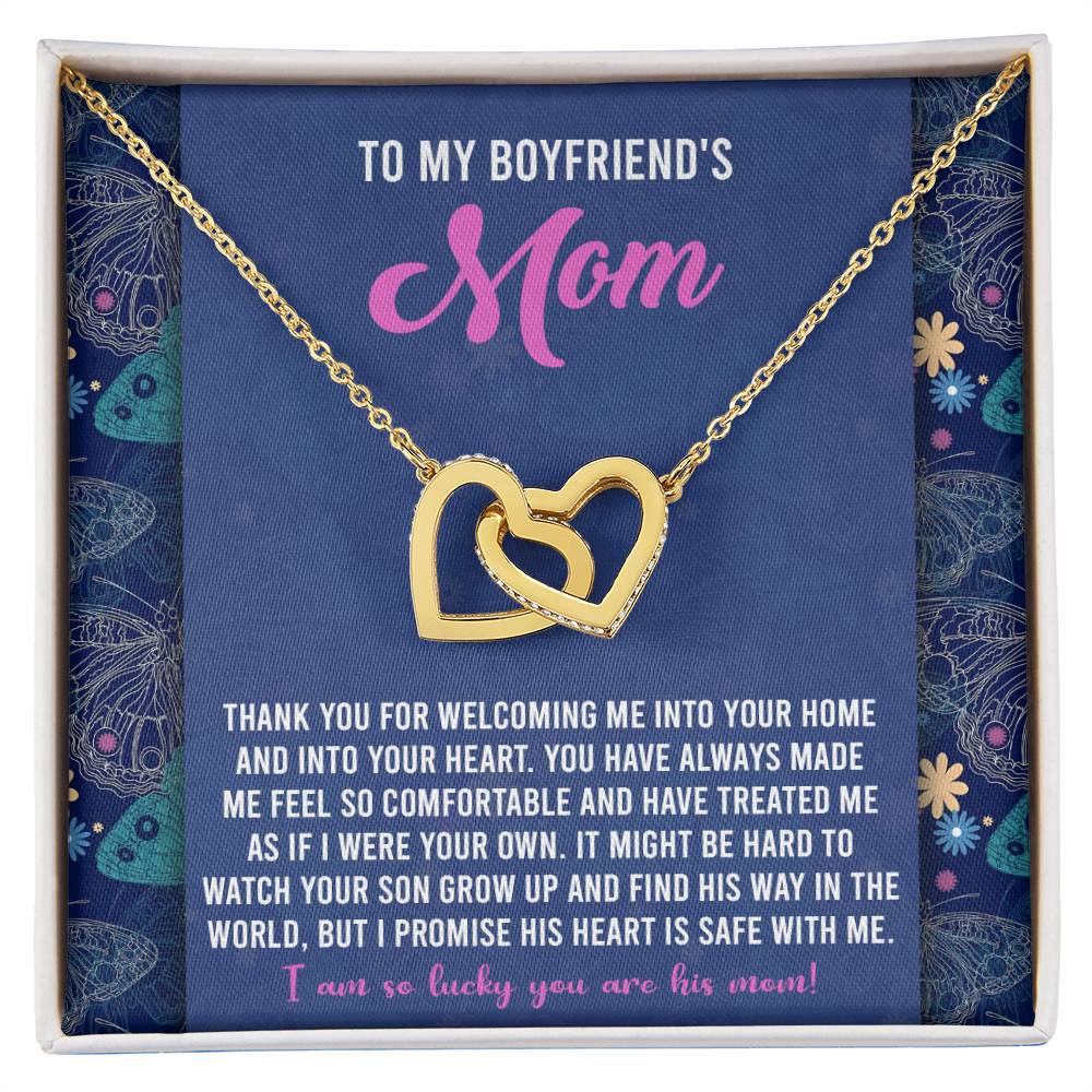 Boyfriend's Mom 'Safe With Me' Interlocking Hearts Necklace