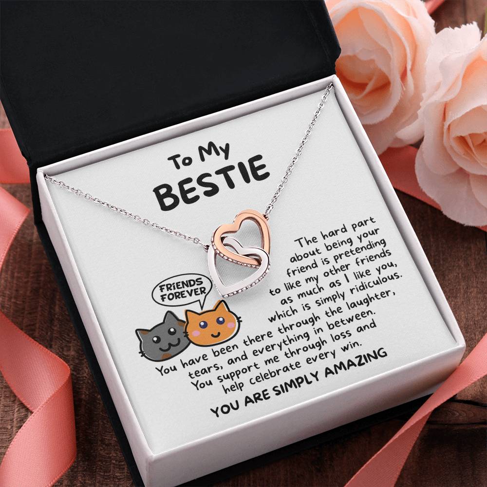 Bestie 'I Like You' Interlocking Hearts Necklace