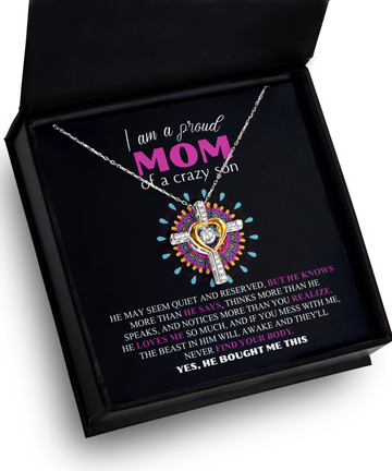 Mom 'Proud Mom' Cross Dancing Necklace