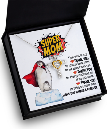 Mom 'Super Mom' Cross Dancing Necklace