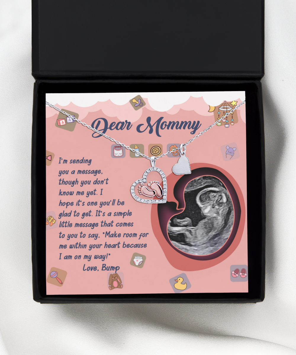 Mom To Be 'On My Way' Baby Feet Necklace