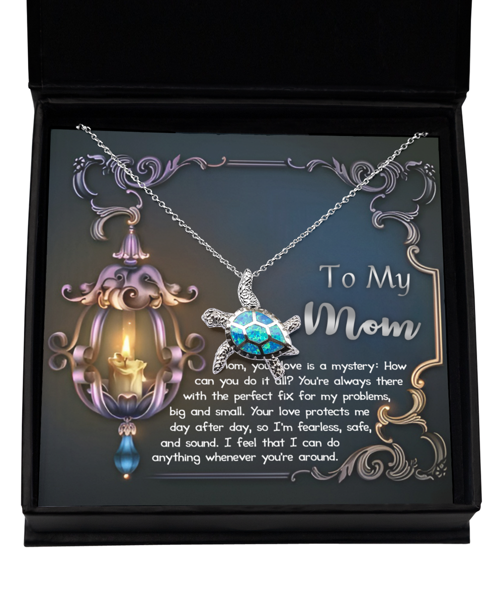 Mom 'Love Is Mystery' Opal Turtle Necklace