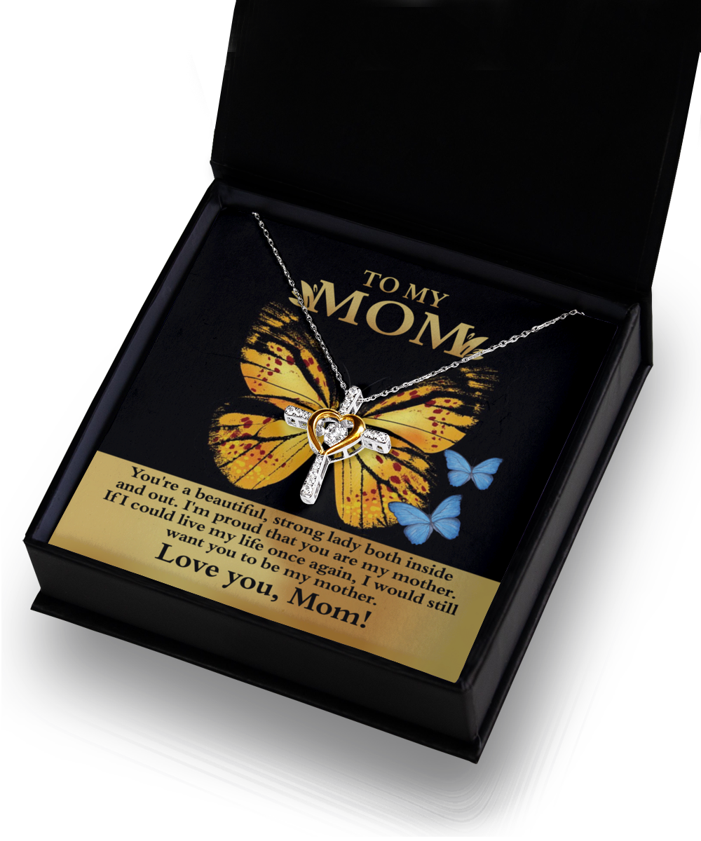 Mom 'Strong Lady' Cross Dancing Necklace