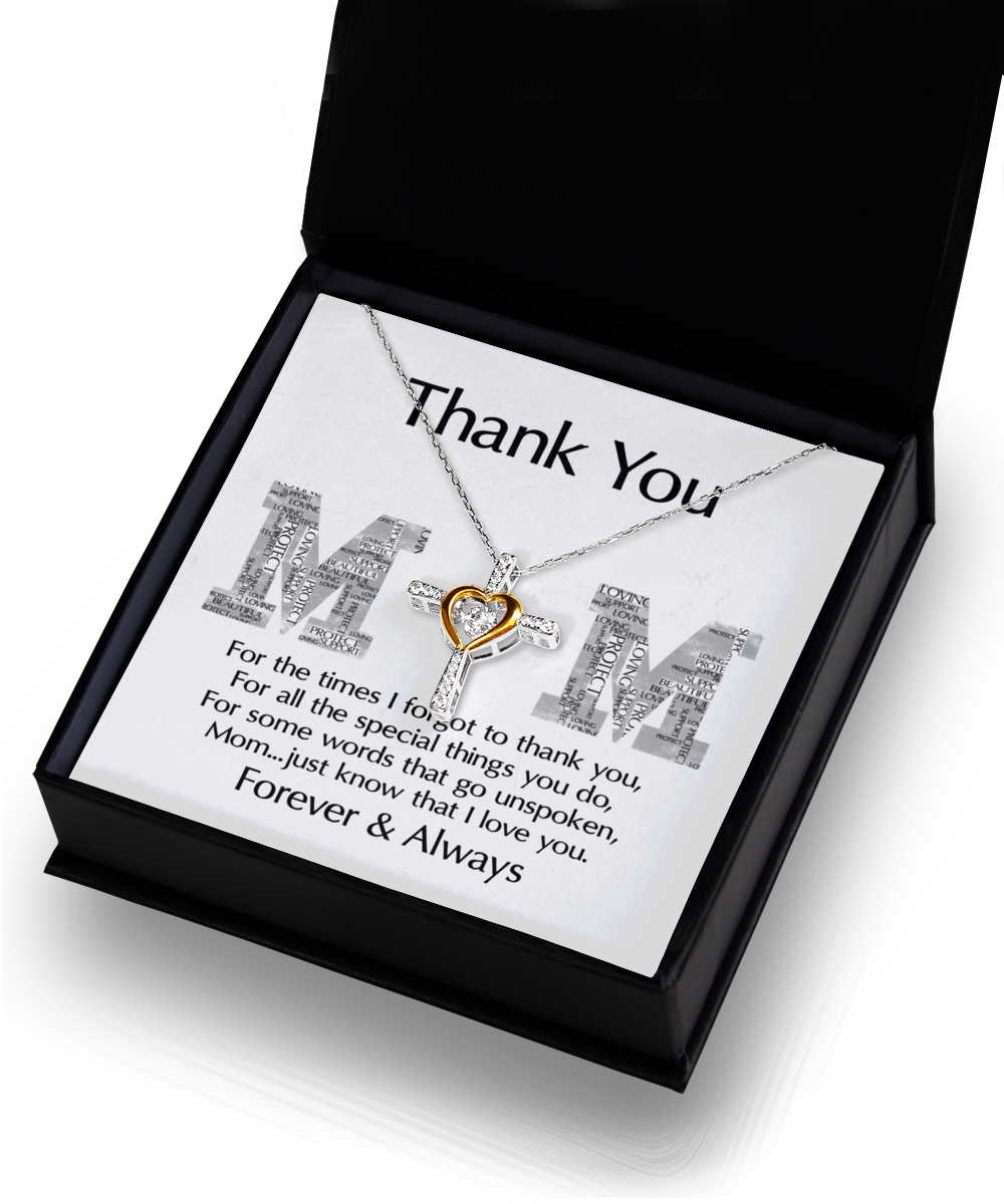 Mom 'Thank You' Cross Dancing Necklace