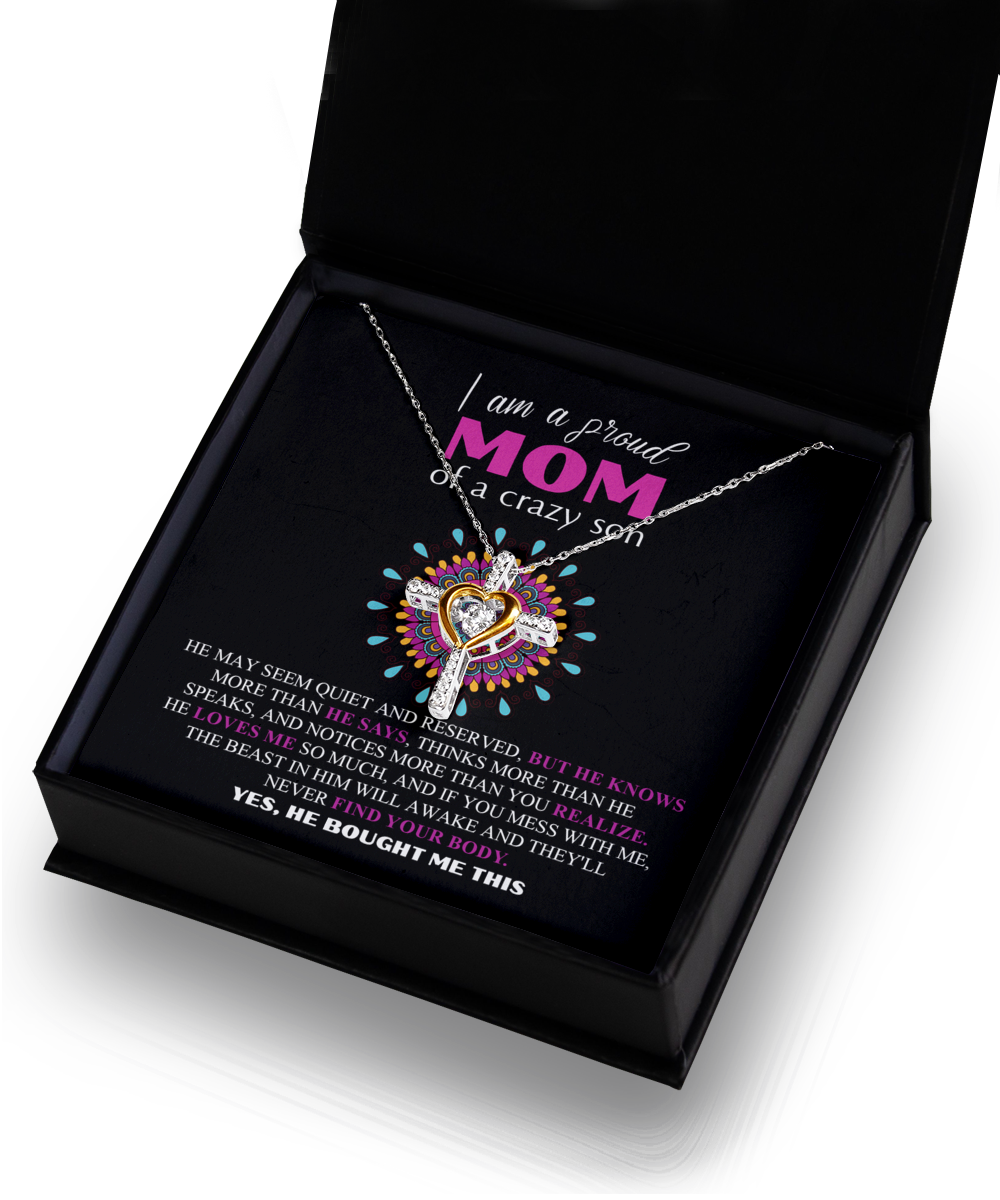 Mom 'Proud Mom' Cross Dancing Necklace