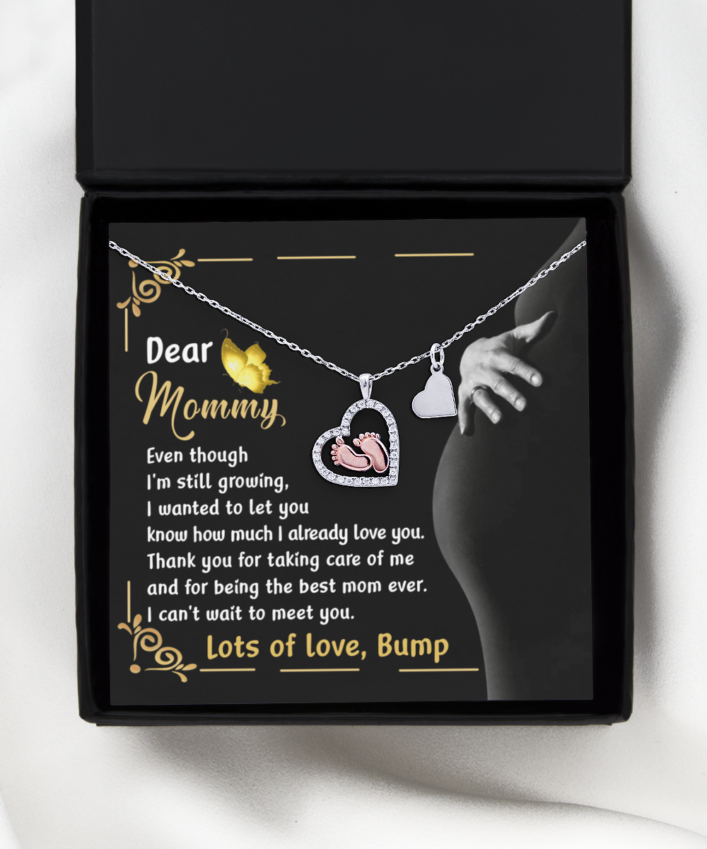 Mama To Be 'Best Mom Ever' Baby Feet Necklace