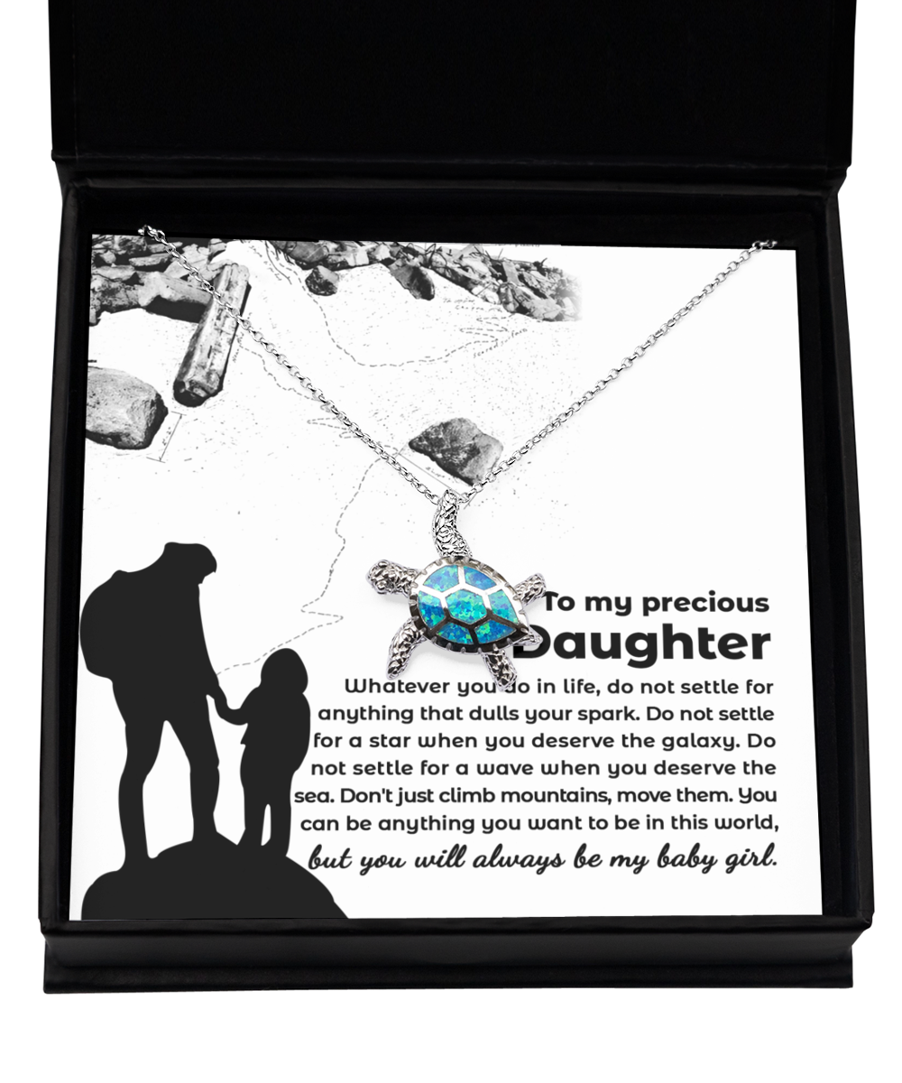 Daughter 'Do Not Settle' Opal Turtle Necklace