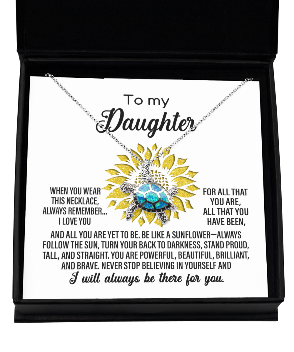 Daughter 'Like A Sunflower' Opal Turtle Necklace