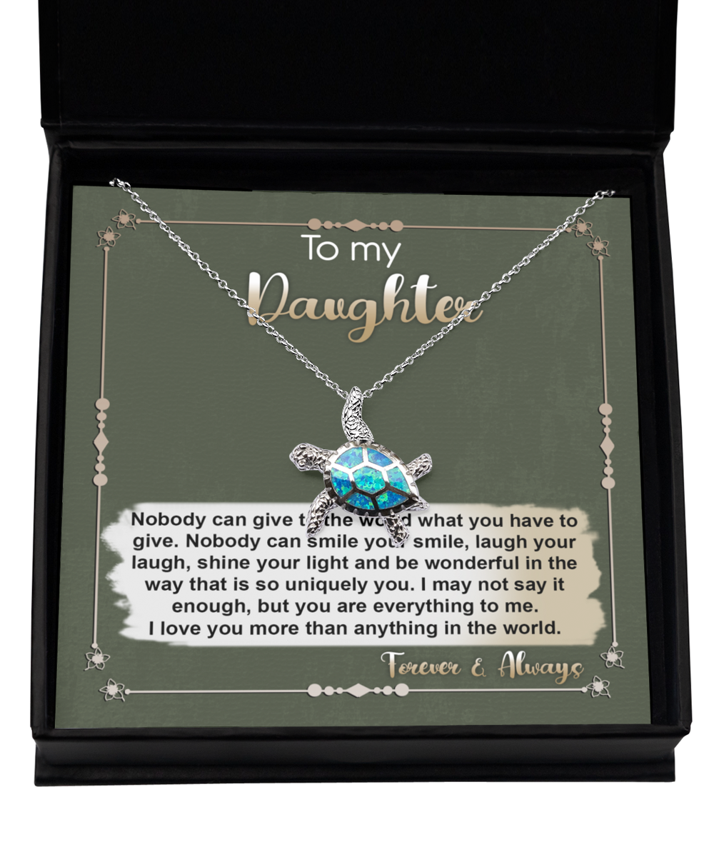 Daughter 'Everything To Me' Opal Turtle Necklace