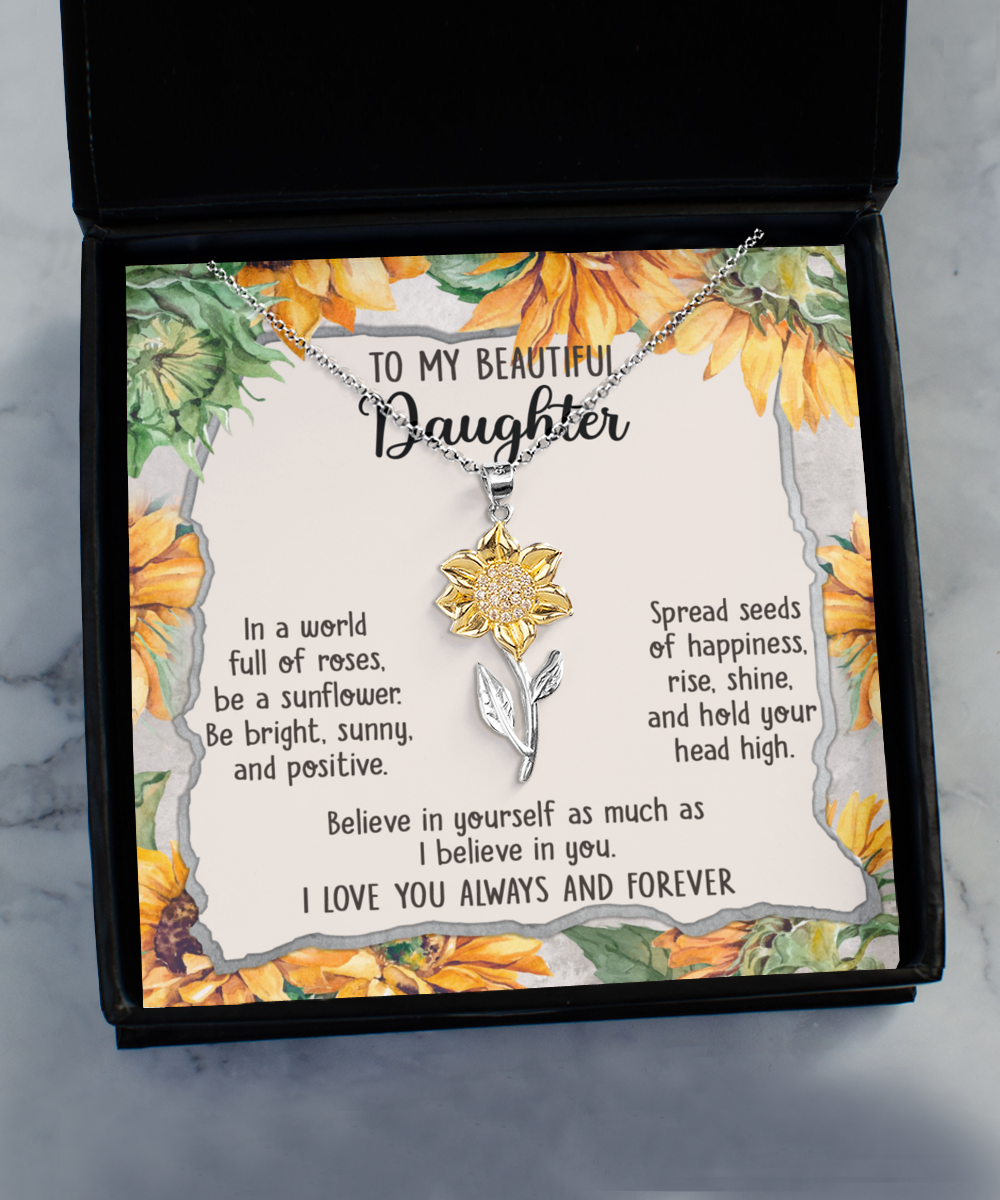 Daughter 'Be A Sunflower' Sunflower Pendant Necklace